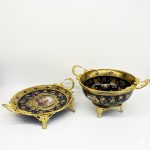 کاسه سرمهای برنزی طرح ظریف | چینی لوکس سرمهای با آبکاری طلایی – برنز زحل - Image 4