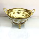 کاسه و بشقاب کرم طرح ظریف | چینی لوکس سرمه‌ای با آبکاری طلایی – برنز زحل - Image 3