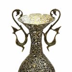 گلدان کنارسالنی برنجی طرح طاووس – کاردست برنز زحل - Image 2