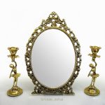 آینه و شمعدان رومیزی برنجی کد ۳۳