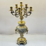 ساعت و شمعدان برنزی مدل کوزه‌ای مجسمه‌دار سنگی – برنز زحل - Image 3