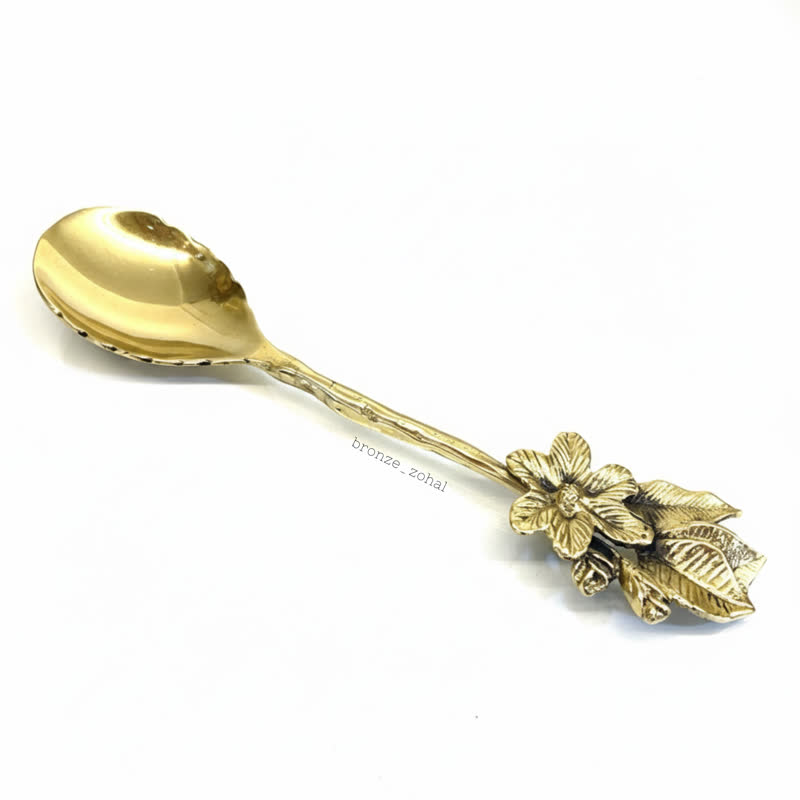 آجیل و شکلات خوری قاشق آجیل‌خوری برنزی طرح گل – برنز زحل 