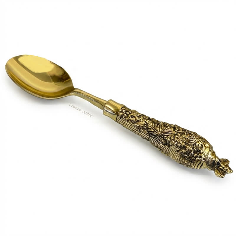 آجیل و شکلات خوری قاشق آجیل‌خوری برنزی طرح انگوری – برنز زحل 